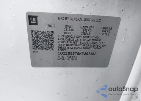 2019 Chevrolet Malibu 1Ls from USA, damaged, VIN 1G1ZB5ST6KF207152